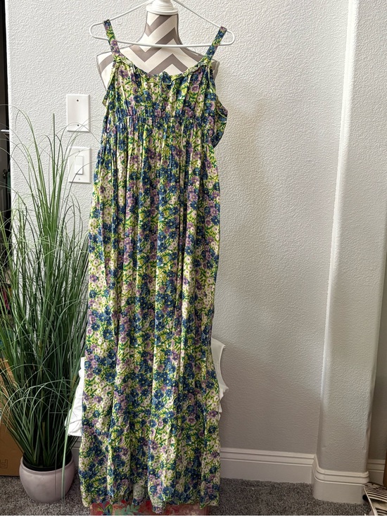 NATURAL LIFE Dresses & Skirts - NATURAL LIFE Blue & Green Floral Maxi Dress